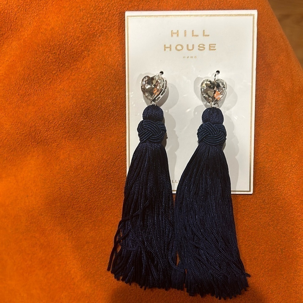 Hill house the tassel earring, glass heart silver set pierced ear new w tags